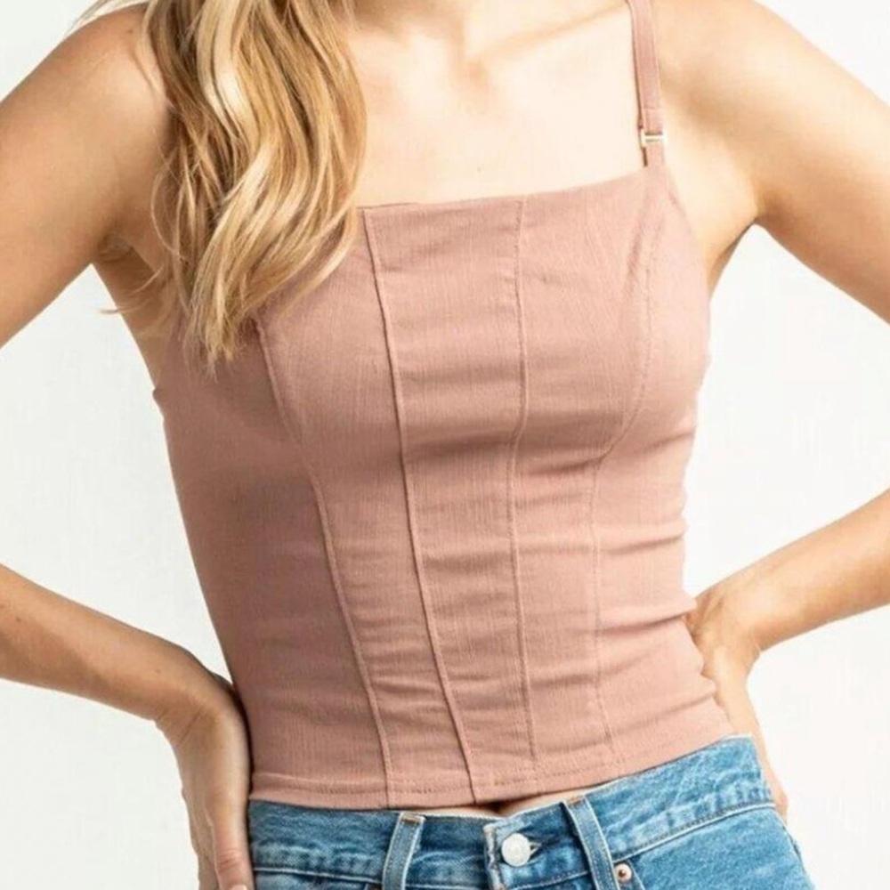 Free people pink corset like tank top